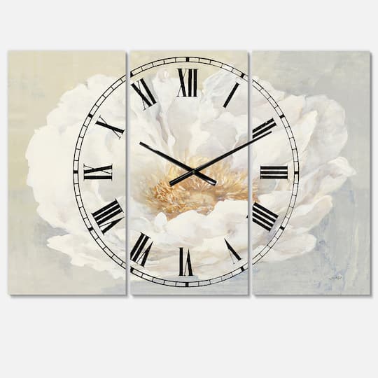 Designart 'White Serene Peony Traditional Multipanel Wall Clock